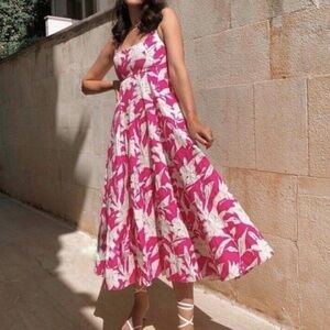 Zara Floral Printed Poplin Dress size XS, new with tags